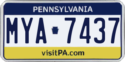 PA license plate MYA7437