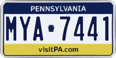 PA license plate MYA7441