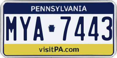 PA license plate MYA7443