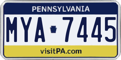 PA license plate MYA7445