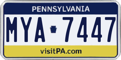 PA license plate MYA7447