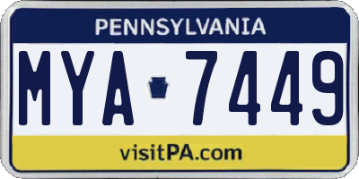 PA license plate MYA7449