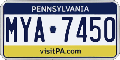 PA license plate MYA7450