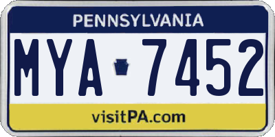 PA license plate MYA7452
