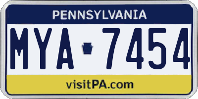 PA license plate MYA7454