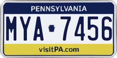 PA license plate MYA7456