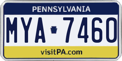 PA license plate MYA7460