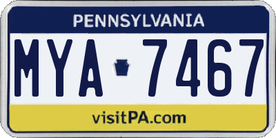 PA license plate MYA7467
