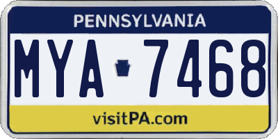 PA license plate MYA7468