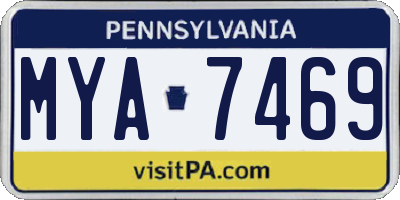 PA license plate MYA7469