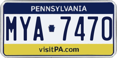 PA license plate MYA7470