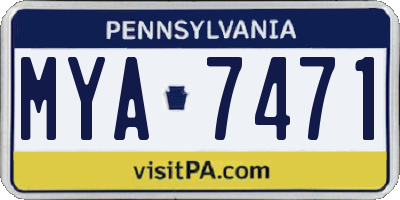 PA license plate MYA7471