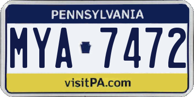 PA license plate MYA7472