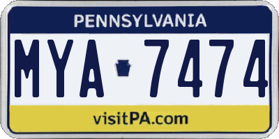 PA license plate MYA7474