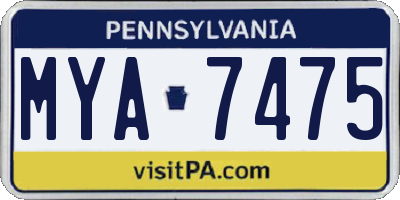 PA license plate MYA7475