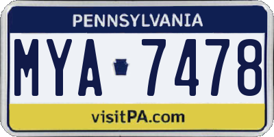PA license plate MYA7478