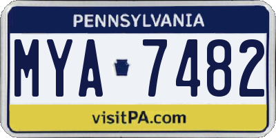 PA license plate MYA7482