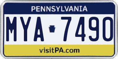 PA license plate MYA7490