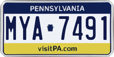 PA license plate MYA7491
