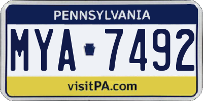 PA license plate MYA7492
