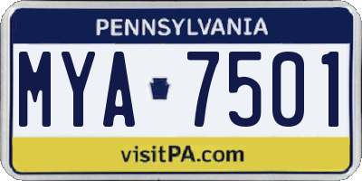 PA license plate MYA7501