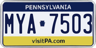 PA license plate MYA7503