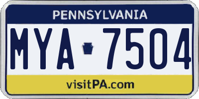 PA license plate MYA7504