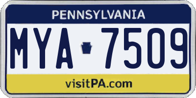 PA license plate MYA7509