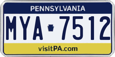 PA license plate MYA7512
