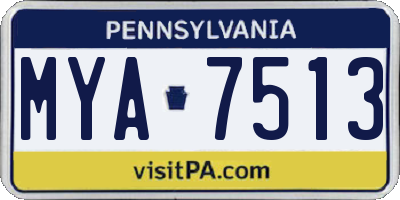 PA license plate MYA7513