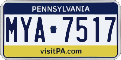 PA license plate MYA7517