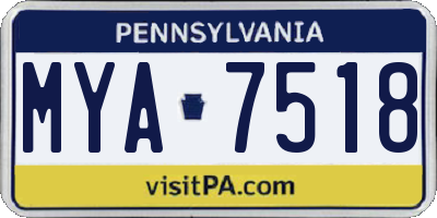 PA license plate MYA7518