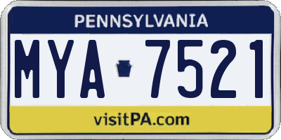 PA license plate MYA7521