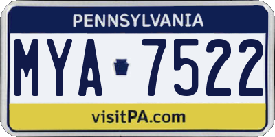 PA license plate MYA7522