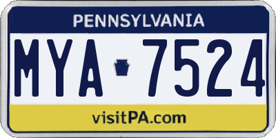 PA license plate MYA7524