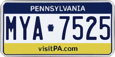 PA license plate MYA7525