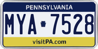 PA license plate MYA7528