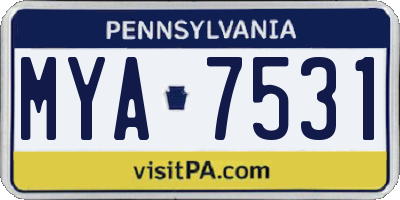 PA license plate MYA7531