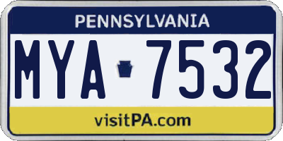 PA license plate MYA7532