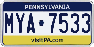 PA license plate MYA7533