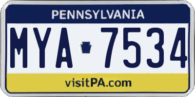 PA license plate MYA7534