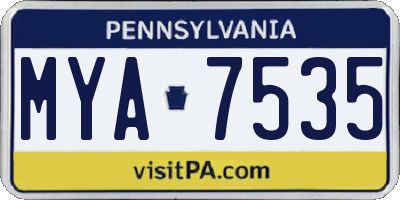 PA license plate MYA7535