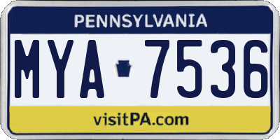 PA license plate MYA7536