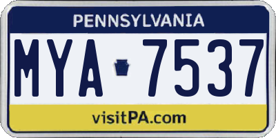 PA license plate MYA7537