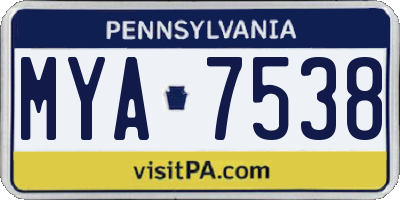 PA license plate MYA7538