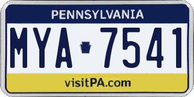 PA license plate MYA7541