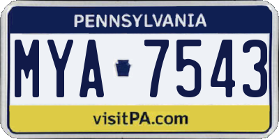 PA license plate MYA7543