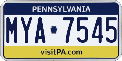 PA license plate MYA7545