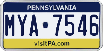 PA license plate MYA7546