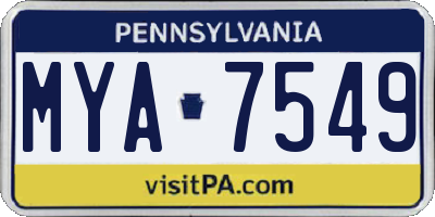 PA license plate MYA7549